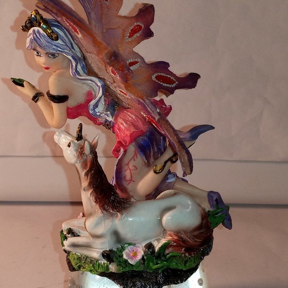 PURPLE FAIRY WITH WINGSSIDE BY SIDE WITH A WHITE UNICORN PAPER WEIGHT - Picture 4 of 8